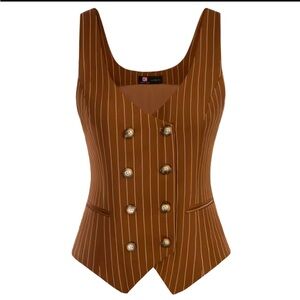 NWT Brown Pin Stripe Vest